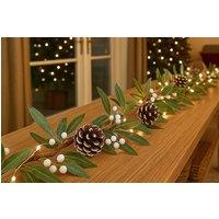 Marco Paul 150cm Pre-Lit Christmas Mistletoe Garland in Green | Size: 150 cm