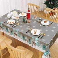 London Boutique Waterproof Christmas Tablecloth 5479 Table Cover Reindeer Print in Grey