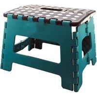 FLAVORA Blue Multi-Purpose Foldable Step Stool Plastic Home in Teal