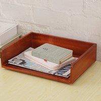 FORGEVIO 1 Layer Wooden Letter Tray Desk Organiser in Brown | Size: 0.6m2