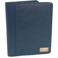 Catwalk Collection Handbags Women's Angela Leather A5 Travel Zipped Folder With Notepad in Blue