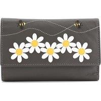 Mala leather Women's Calista Bee & Daisies Tri-Fold Leather RFID Purse in Dark Grey