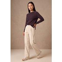 Roman Women's Cord Wide Leg Trousers in Natural | Size: 10