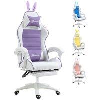 Rolipo Ergonomic Reclining Gaming Chair With Lumbar Support & Headrest in Purple