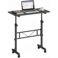 Rolipo 80 x 40cm Height Adjustable Overbed Table With Wheels in Black | Size: 80 x 40 cm