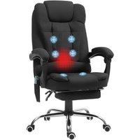 Rolipo Heated 6-Point Massage Reclining Microfibre Office Chair With Footrest in Black