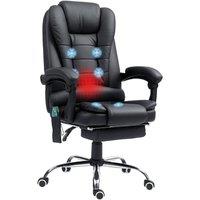 Rolipo Heated 6-Point Massage Reclining Office Chair With Footrest in Black