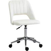 Rolipo Armless Velvet-Feel Office Chair in White