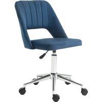 Rolipo Armless Velvet-Feel Office Chair in Dark Blue