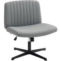Rolipo Armless Fabric Criss Cross Office Chair With No Wheels & Wide Seat in Grey