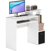 Rolipo Computer Desk With Sliding Keyboard Tray, Drawer & Shelf in White