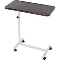 Rolipo Height Adjustable C-Shaped Overbed Laptop Table With Wheels in Brown