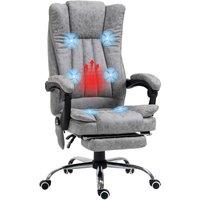 Rolipo Heated Massage Reclining Microfibre Office Chair With Footrest in Grey