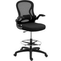 Rolipo Mesh Drafting Office Chair With Foot Ring & Lumbar Support in Black