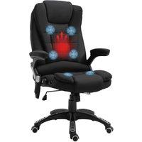 Rolipo Heated 6-Point Massage Reclining Linen-Feel Office Chair in Black
