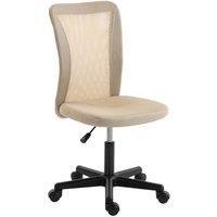 Rolipo Armless Mesh Swivel Office Chair With Adjustable Height in Beige