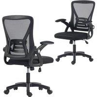 Rolipo Mesh Office Chair With Lumbar Support & Flip-Up Armrests in Black