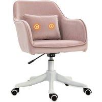 Rolipo Velvet Swivel Vanity Office Chair With Lumbar Support in Pink