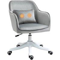 Rolipo Velvet Swivel Vanity Office Chair With Lumbar Support in Grey