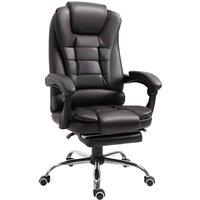 Rolipo Reclining PU Leather Executive Office Chair With Footrest in Brown