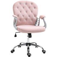 Rolipo Velvet Swivel Vanity Office Chair With Adjustable Height in Pink
