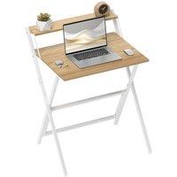 Rolipo 70cm Folding Computer Desk With Monitor Shelf in Brown