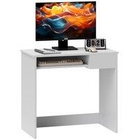 Rolipo 80cm Compact Computer Desk With Keyboard Tray & Drawer in White