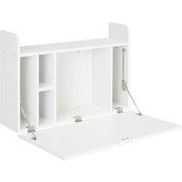Rolipo Wall-Mounted Drop Leaf Desk With Storage Compartments in White