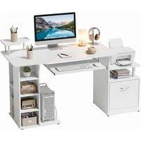 Rolipo Computer Desk With Drawer, Shelves & CPU Storage Rack in White