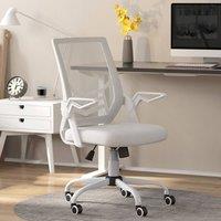 Rolipo Mesh Swivel Office Chair With Lumbar Support & Flip-Up Armrests in White