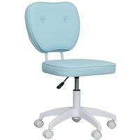 Rolipo Armless PU Leather Swivel Office Chair With Adjustable Height in Blue