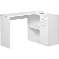 Rolipo L-Shaped Computer Desk With Shelf, Drawer & Cabinet in White