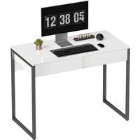 Rolipo High Gloss Desk With Drawers in White