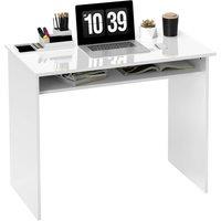 Rolipo 90 x 50cm Computer Desk With Storage Shelf in White | Size: 90 x 50 cm