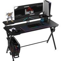 Rolipo 140 x 60cm Gaming Desk With Headphone Hook & Adjustable Feet in Black | Size: 140 x 60 cm