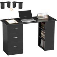 Rolipo Computer Desk With 3 Storage Shelves & Drawers in Black