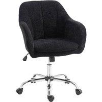 Rolipo Modern Snow Flannel Vanity Office Chair With Tub Back in Black