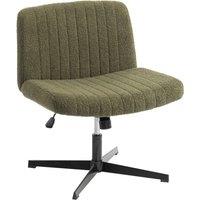 Rolipo Armless Teddy Fleece Criss Cross Office Chair With No Wheels in Green