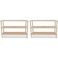 Berkfield Home 3-Tier Shoe Racks 2 pcs Solid Fir Wood in Beige