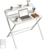 Rolipo Compact Folding Desk With Storage Shelf in White