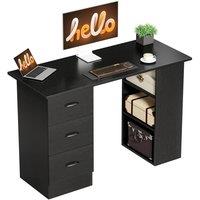 Rolipo Computer Desk With 3 Storage Shelves & Drawers in Black