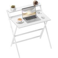 Rolipo 81.5cm Folding Computer Desk With Monitor Shelf in White