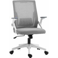 Rolipo Mesh Swivel Office Chair With Lumbar Support & Flip-Up Armrests in Grey