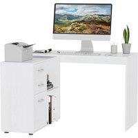Rolipo 117 x 83.5cm L-Shaped Computer Desk With Drawers & File Cabinet in White | Size: 117 x 83.5 cm