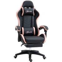 Rolipo 135 Reclining PU Leather Gaming Chair With Footrest & Headrest in Black