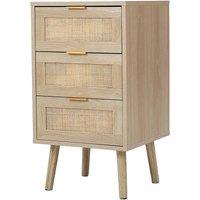 Garden Sanctuary Three-Drawer Bedside Table Nightstand in Natural