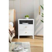 Garden Sanctuary Set of 2 Bedside Tables with Charging Station & Drawers in White