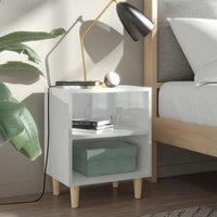 Berkfield Home Bed Cabinets Solid Wood Legs 2 pcs High Gloss White 40x30x50 cm | Size: 40 x 30 x 50 cm