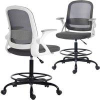 Rolipo Mesh Office Chair With Flip-Up Armrests in Grey