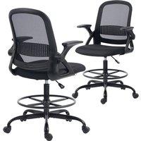 Rolipo Mesh Office Chair With Flip-Up Armrests in Black